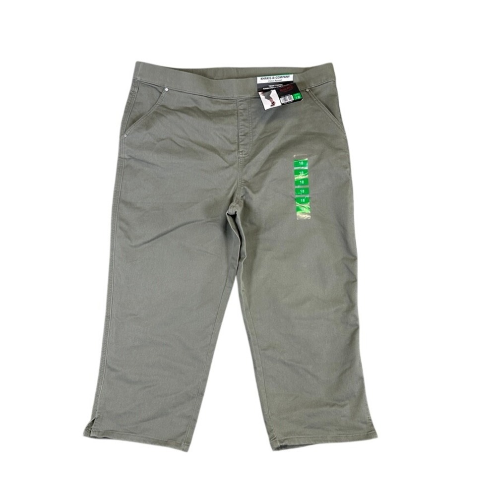 NWT Khakis & Company Tummy Control Power Stretch Capri Pants Soft Sage Size 18